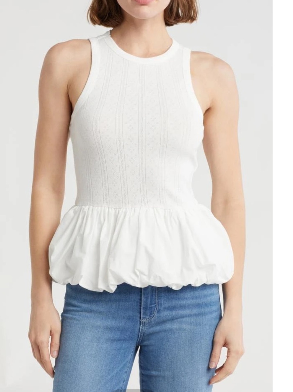 ELODIE White Bubble Hem Tank